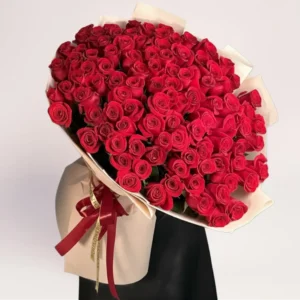 101 красная метровая роза в Алматы