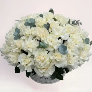 101 белая французская роза в Алматы