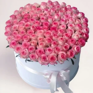 101 розовая роза в коробке в Алматы