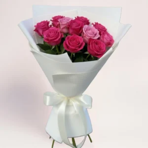 11 розовых роз в Алматы