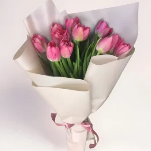 11 розовых тюльпанов Алматы
