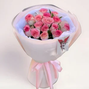 15 розовых роз в Алматы