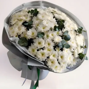 25 белых хризантем Алматы