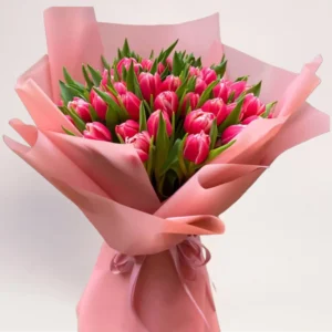 35 розовых тюльпанов Алматы