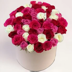 51 микс розы в коробке Алматы