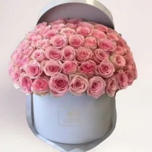 51 розовая роза в коробке Алматы