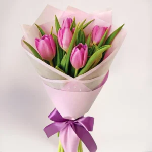 5 розовых тюльпанов Алматы