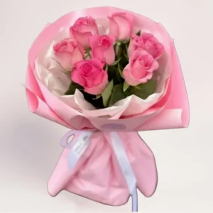 7 розовых роз Алматы