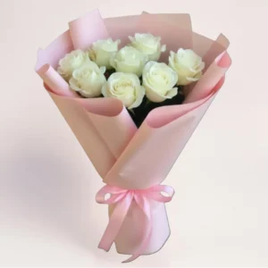 9 белых роз Алматы