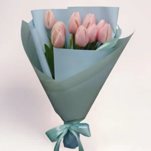 9 розовых тюльпанов Алматы