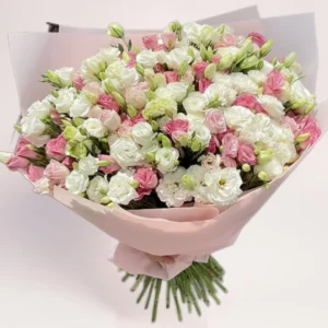 букет из эустомы бело розовый Алматы
